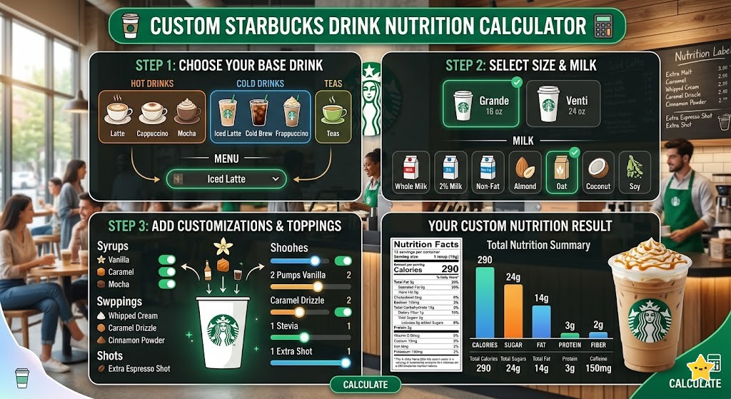 Custom Starbucks Drink Nutrition Calculator